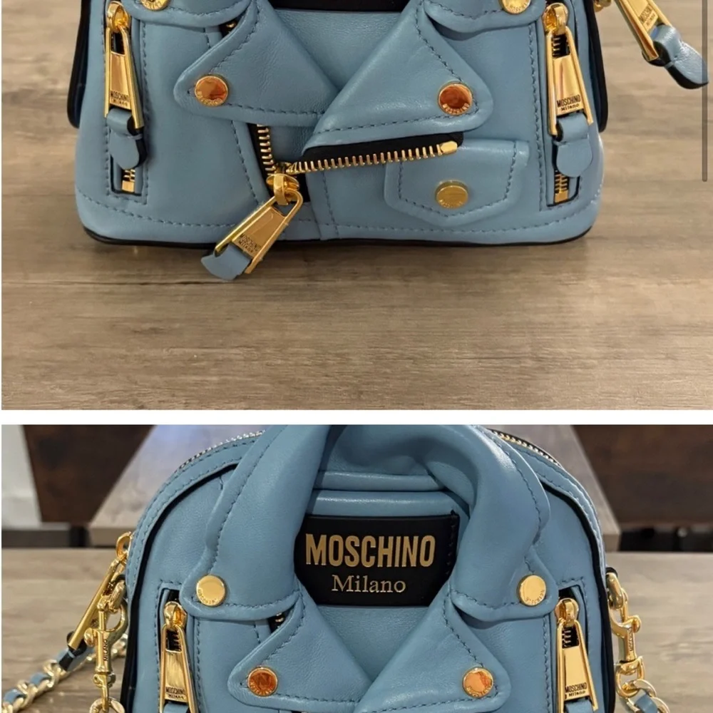 Moschino Blue Mini Biker Jacket Bag - Picture 8 of 11